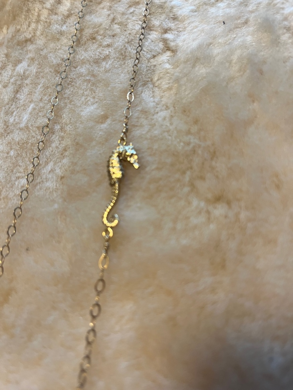 Delicate Seahorse Pendant Necklace on adjustable link.  24”-26” in length.